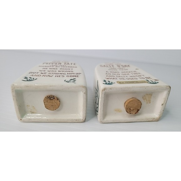 Vintage Tombstone Salt & Pepper Shakers Japan Pepper Tate & Salty O'Day Stoppers - Picture 6 of 7